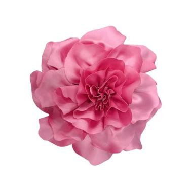 Imagem de Broche de flor de rosa em tecido de cetim elegante para mulheres delicado seda camélia flor de lapela grandes alfinetes de lapela festa de casamento dança banquete vestido terno roupas cerimônia