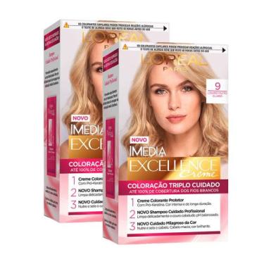 Imagem de Kit 2 Tintura Creme Imédia Excellence L'oréal Louro Muito Claro 9 Kit