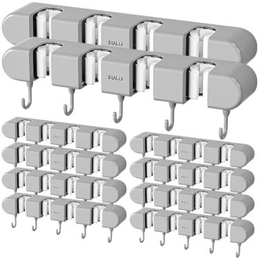 Imagem de Suporte de vassoura resistente à umidade e robusto mosquetão clipe de esfregão fortemente fixo mosquetão clipe de esfregão montado na parede gancho organizador projetado sem furos para banheiros (6)