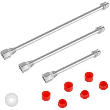 Imagem de KHZSPP 3 pacotes de extensão de pulverizador de tinta sem ar, mastro de extensão de pulverizador de tinta de 3 tamanhos com protetor vermelho, haste de extensão de ponta de pulverizador de tinta de 20