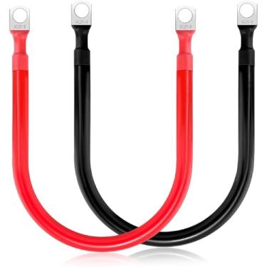 Imagem de Jiawu Cabo de bateria 6 AWG, Cabos inversores de bateria de cobre puro de 12 polegadas com terminais de 5/16 pol. para energia solar, marítima, barco, trailer, carro, motocicleta
