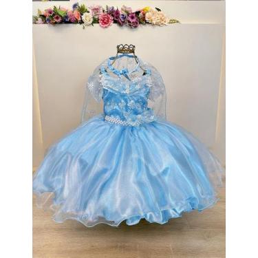 Imagem de Vestido Infantil Princesas Frozen Elsa e Anna com Capa para Festas - F