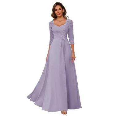 Imagem de Vestido de maternidade AUSPORY Chiffon Wisteria Lace 3/4 Manga