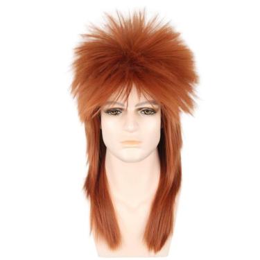 Imagem de Peruca LeMarnia Orange Spiked Mullet Punk Rocker dos anos 80
