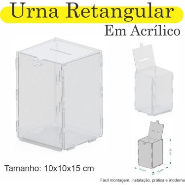 Imagem de Urna Acrilico Sorteio Caixa Sugestão Retangular 15 X 10 Cm