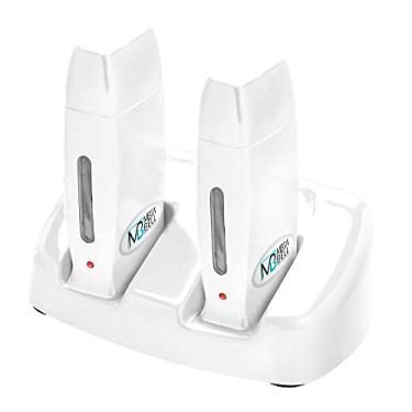 Imagem de Mega Bell, Kit completo de base dupla aquecedora de cera para depilação Roll-on, Kit com base e 2 aparelhos Roll-on, Cera-Matic Roll-on, Branca