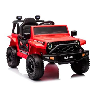 Imagem de Mini Carro Infantil Jipe Life 12V Vermelho com Controle Remoto Parental e Autônomo, Recarregável, Som MP3/Bluetooth, Faróis LED para Criança Passeio