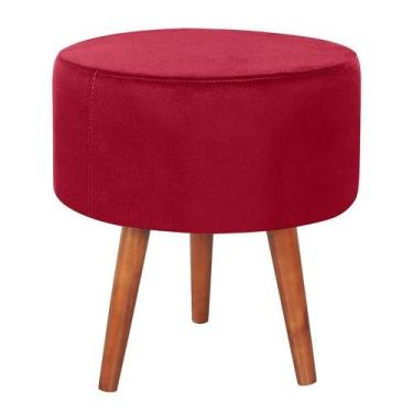 Imagem de Puff Puf Redondo Pes Palito 44x40cm Suede Vermelho Mpassos Vermelho - 