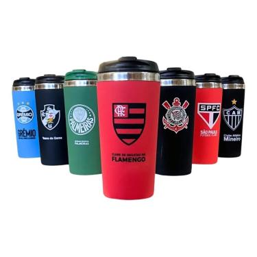 Imagem de Copo Térmico Emborrachado Inox 450 Ml Dos Times De Futebol