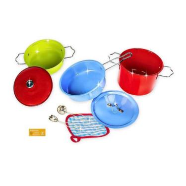 Imagem de Kit Cozinha Infantil Inox Color 8 Pecas DM Toys Panelinhas Coloridas c