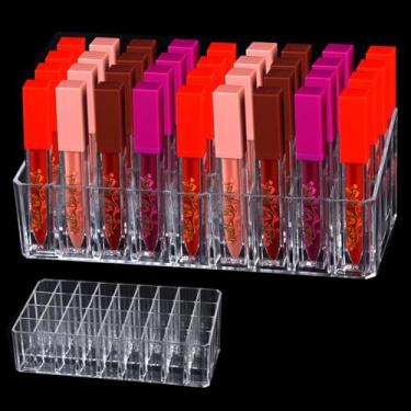 Imagem de Wiojtry Acrílico Organizador de brilho labial e suporte de brilho labial, suporte de maquiagem de beleza para gaveta, suporte de batom, 36 compartimentos, estojo de exibição de pincéis de batom