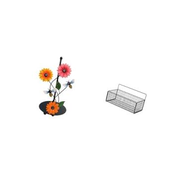 Imagem de Fenteer Conjunto de Suporte para Papel Toalha E Cesto de Parede Antiderrapante com Prateleiras Flutuantes de Metal para Organizar Na Da Cozinha, Banhe