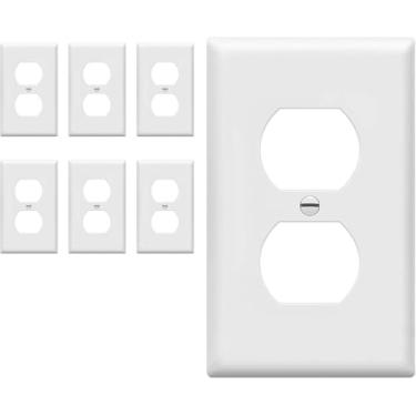 Imagem de Combinação de placa de parede, branco, tamanho padrão, policarbonato inquebrável, tampa de tomada de placas frontais de receptáculo de substituição