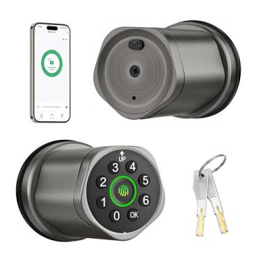 Imagem de Leydebong Fechadura de porta inteligente 4 em 1 com impressão digital e teclado - fechadura eletrônica de entrada sem chave com controle de aplicativo - Maçaneta inteligente de fácil instalação com