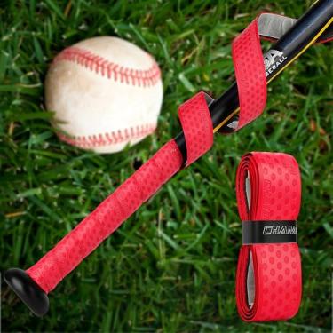Imagem de Taco Tape Grip Red – Fita antiderrapante para taco de beisebol softball, alça de lacrosse, envoltório perfurado acolchoado, instalação autoadesiva rápida