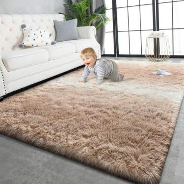 Imagem de Tapete TWINNIS 183x274 cm Super Soft Fluffy Indoor Bronzeado Branco