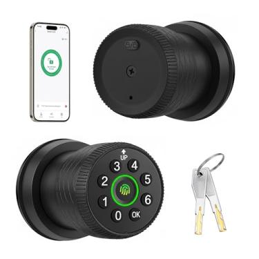 Imagem de Leydebong Fechadura de porta inteligente com entrada sem chave 4 em 1: impressão digital, aplicativo Bluetooth, senha, chave; alça reversível para portas esquerda/direita, ideal para proprietários de