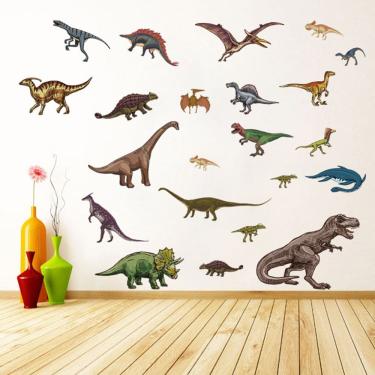Imagem de Adesivos de parede, desenho animado, dinossauro, animal pré-histórico, quarto de crianças