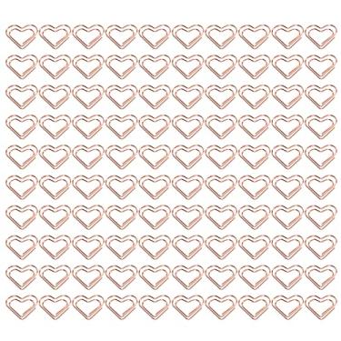 Imagem de 100 peças clipes de papel em forma de coração em ouro rosa metal galvanizado leve portátil para organização de documentos domésticos no escritório com caixa de armazenamento (Em forma de coração)