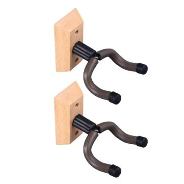 Imagem de Cabide de Parede para Guitarra, Durável, Madeira Sólida, Gancho de Metal, Economia de Espaço para Baixo Acústico Elétrico, Sala de Cena Aplicável (2 unidades)