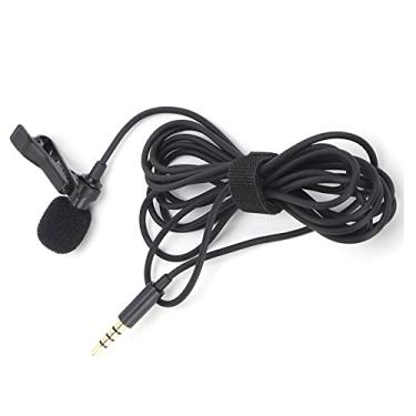 Imagem de Matybobe Microfone portátil de lapela com fio na lapela Lav Mic Mini plugue de metal preto com redução de ruído de 3,5 mm