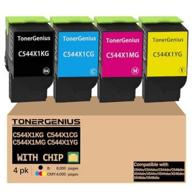 Imagem de C544X1KG C544X1CG C544X1MG C544X1YG Cartuchos de toner compatíveis com Lexmark C544n C544dw C544dn C546dtn X544dn X544n X544dw X546dtn X548de X544n Cartuchos de toner 8dte Pacote com 4 preto/ciano