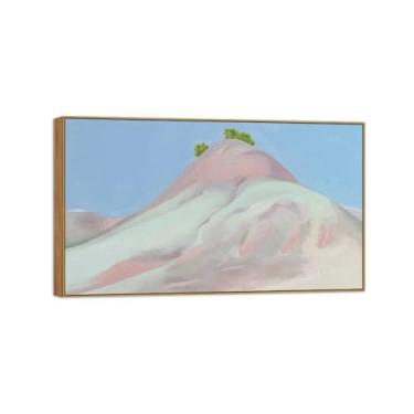 Imagem de BMZFYBS Georgia O'Keeffe Famosas Impressões em Tela de Parede Prontas para Pendurar - Lavanda e Cinza Verde Colina - Pintura de Moldura de Madeira para Decoração de Sala de Estar 60 x 100 cm 24 x 39