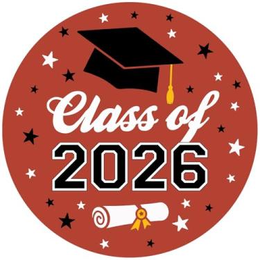 Imagem de Pacote com 120 adesivos de formatura Class of 2026 – Vermelho/Azul/Preto-Rosa/Roxo - Etiquetas redondas de 4 cm para lembrancinhas, envelopes e decorações de festa – Materiais para festa de formatura