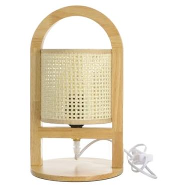 Imagem de Luminária De Mesa Abajur Madeira Decoração Quarto Sala Hall (Palha)