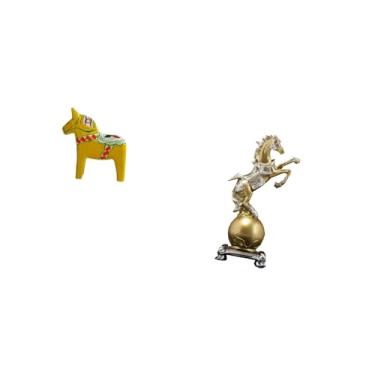 Imagem de Fenteer Escultura de Cavalo Sueco Dalecarlian, Ornamento de Resina Colecionável para Estante, Armário de Entrada, Peça Central, Prateleira, Sala de Estar, Esc