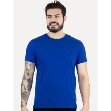 Imagem de Camiseta Ellus Masculina Cotton Slim Easa Mono Azul Royal-Masculino