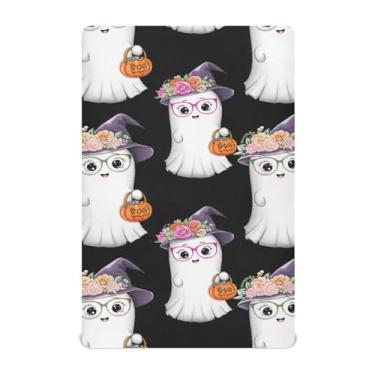 Imagem de Wassud Lençóis de berço respiráveis de Halloween Boo e Flower Hats 71 x 132 cm, lençol de bebê neutro para meninos e meninas (serve para berço padrão e embalagem e brincadeira)