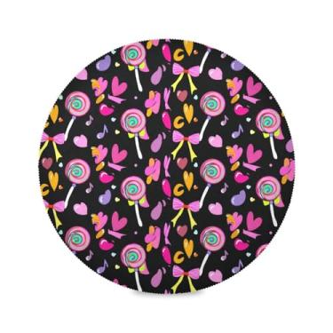 Imagem de Wassud Jogo americano pirulitos tapetes de mesa redondos para cozinha e jantar tapetes laváveis resistentes ao calor decoração de mesa 39 cm