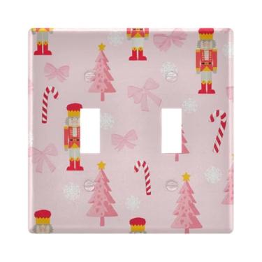 Imagem de Burbuja Capa de placa de parede para interruptor de luz de quebra-nozes para árvores de Natal, placa decorativa de parede, parafusos incluídos, 2 gangos