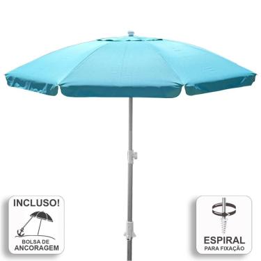 Imagem de Guarda-Sol Zaka Alumínio 2.5 metros Turquesa Grande Reforçado com Espiral