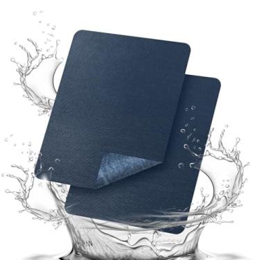 Imagem de Patch de reparo de tecido impermeável, 22 x 28 cm, kit de reparo de tecido autoadesivo, patch de reparo de PVC, para barraca, lona, dossel, reparo de toldo de trailer, assentos de carro (azul marinho)