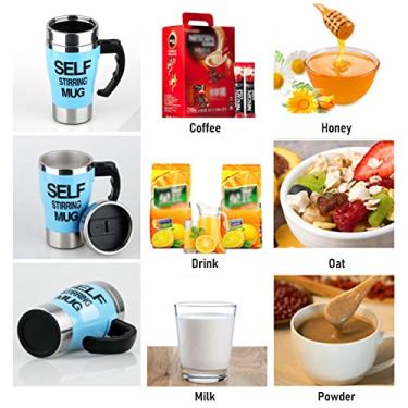 Imagem de Caneca de Mistura Automática com Tampa em Aço Inoxidável Elétrica para Café Leite Cacau Chocolate Quente Chá