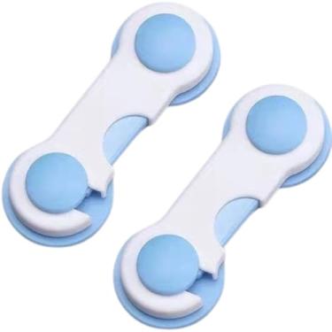 Imagem de Kit com Duas Travas de Segurança para Portas e Gavetas de Armários Evita Abertura por Crianças e Bebês Total Proteção (Azul)