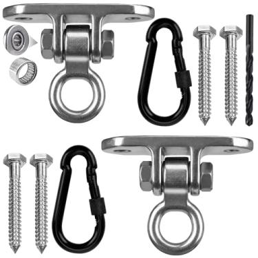 Imagem de Yyiwhmy Kit de cabide de aço inoxidável resistente de 180° - suporte de teto com gancho para balanço de varanda, cadeira de rede, balanço de ioga, saco de pancadas, capacidade de 453 kg, ferragens