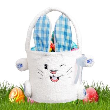 Imagem de Cesto Do Coelho Da Páscoa Em Pelúcia - Cesto de Armazenamento Coelho,De Armazenamento Para Páscoa,Para Lanches Brinquedos Doces Celebração Piquenique Festa em Casa Reunião Feriado