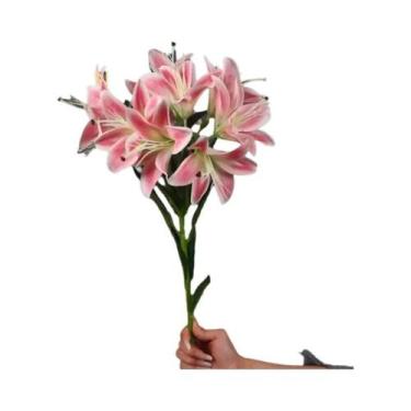 Imagem de Buquê De Flores De Seda Lírio Com 10 Hastes Longas Para Decoração De E