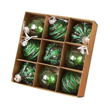 Imagem de Bolas De Natal Brancas Champagne 9 Peças 8CM Enfeites Para Árvore De N