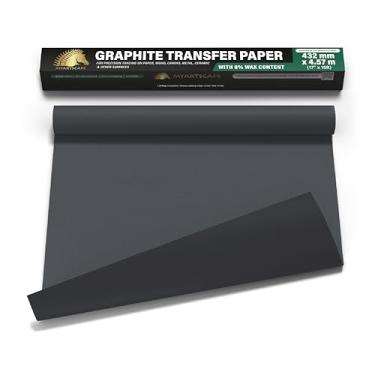 Imagem de MyArtscape Rolo de papel de transferência de grafite - Papel de carbono encerado preto 43 cm x 4,5 m, papel de grafite, papel de carbono preciso, ideal como papel vegetal para desenhar