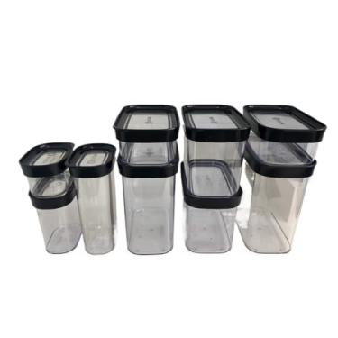 Imagem de Conjunto de potes de vedação para temperos e alimentos de cozinha(Preto)