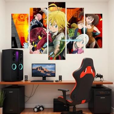 Imagem de Quadro decorativo Mosaico - 7 pecados capitais - Seven Deadly Sins - 5 Peças – Meliodas, Escanor-02