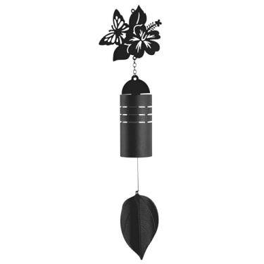 Imagem de ICE ARMOR 58,4 cm de comprimento metal preto borboleta sino de vento estátua escultura ornamento decoração jardim ideias de decoração para inauguração de casa, feriados e aniversários. Ótima adição