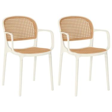 Imagem de Kit 2 Cadeiras de Jantar Roma Prática com Braços para Sala e Cozinha - Bege