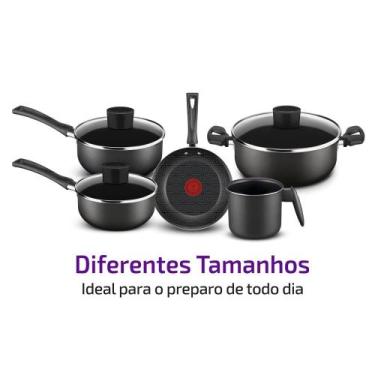 Imagem de Conjunto de Panelas Antiaderente Rochedo Pratic Cinza 5 Peças, Unica