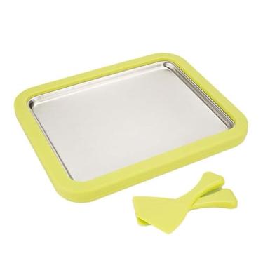 Imagem de Máquina de Sorvete Rolado Manual em Aço Inox 304 | Bandeja para Sorvete e Iogurte Frito | Uso Doméstico, Sem Energia, Fácil de Limpar