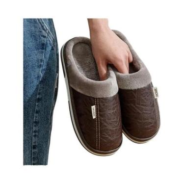 Imagem de Chinelos Casuais De Inverno Para Homens Em Tamanho Grande, Em Couro PU